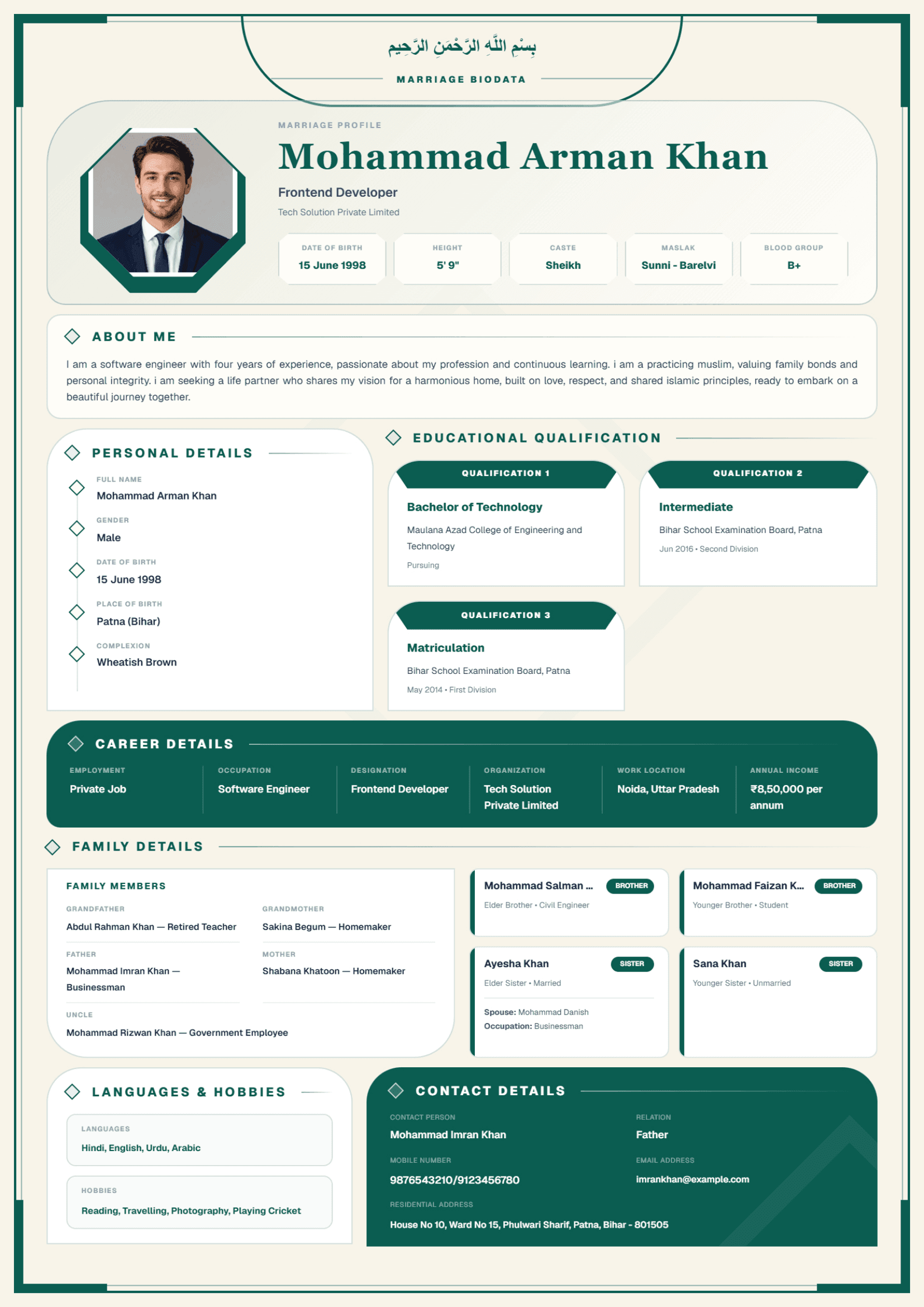 Qasr Biodata